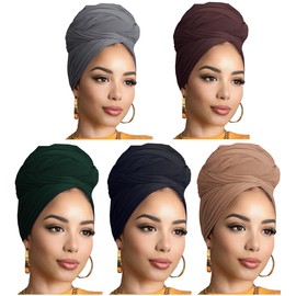 Head Wraps for Black Women Breathable Headwraps Scarf Long Hair Wraps Soft Wide Headbands Headscarves for Locs 5PCS