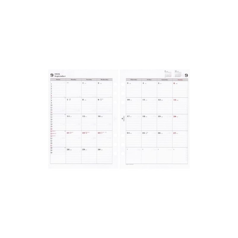 2026 A5 Monthly Diary Calendar Personal Organizer Refill 0462-026