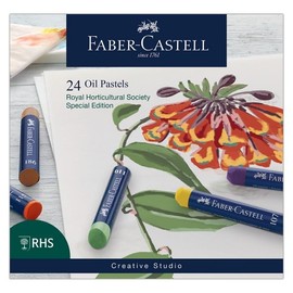 Faber Castell Creative Studio Oil Pastels, RHS Special Edition Multicoloured, Set Of 24, For Art, Craft, Drawing, Sketching, Home, School, University, Colouring