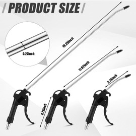 MorningRo 3 Pcs Air Blow Gun Kit with 19", 11", and 4" Pistol Grip Air Blow Gun Tools Compressor Nozzle for Industrial Household Car Detail Mechanics (Black)
