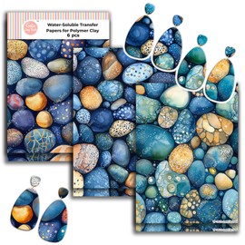 GOTO CLAY TOOLS Rocks Clay Transfer Paper – 6 Pcs (4 x 5.5 inch) Polymer Clay Transfer Sheets for Jewelry Making, Crafts & DIY Clay Designs