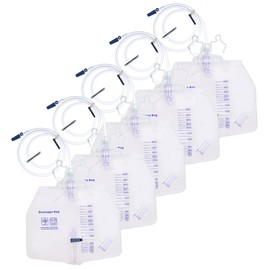 5 Pack 4000ml Catheter Bag Professional Urinary Drainage Bag for Men and Women Adjustable Clips & Hanging Hook 48” Thickened Drainage Tube Urine Bag for Home