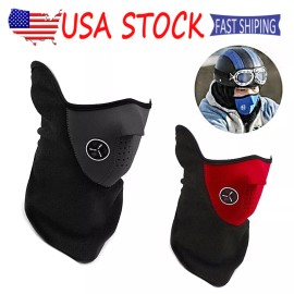 Unbranded Balaclava Ski Mask Winter Fleece Thermal Neck Gaiter Half Face Mask Men Women - Red