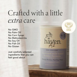 Haven A2 Cow Toddler Formula, Grass Fed Cow Milk Powder for Toddlers With Protein, Probiotics, Prebiotics, Lutein and Omega 3 Dha, Easy Digestion Formula, Non GMO, American Made, 14.1 Oz