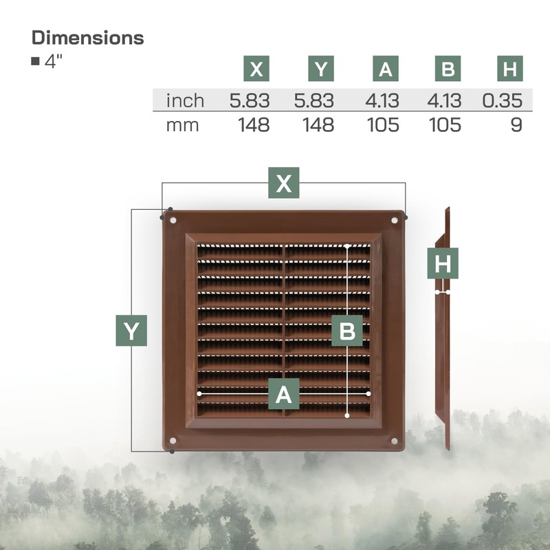 Vent Systems 6'' x 6" Inch Brown Air Vent Cover