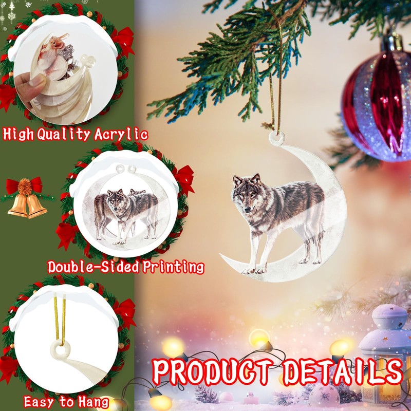 Christmas Tree Decorations, Acrylic Christmas Tree Ornaments, Double-Printed Animal Hanging