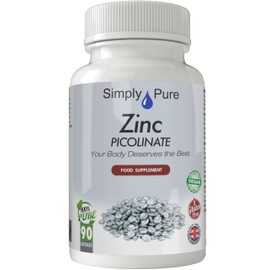 Simply Pure Simply Pure Zinc Picolinate with Copper | Easily Absorbed Bioavailable Form of Zinc | Immune Support | 30mg Capsules x 90 | Gluten Free | GM Free | Vegan