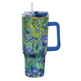 RainCaper 18/8 Stainless Steel Insulated Water Tumbler with Straw | 30oz, BPA-Free, Double Wall for Hot & Cold | Travel-Friendly, Cup Holder Ready (van Gogh Irises)