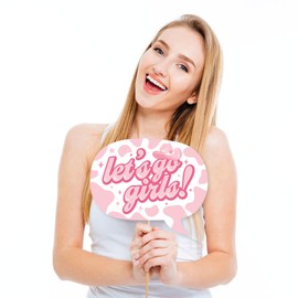 Big Dot of Happiness Funny Pink First Rodeo - Cowgirl 1st Birthday Party Photo Booth Props Kit - 10 Piece