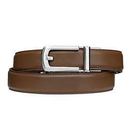 KORE Slim Full-Grain Leather Track Belts | “Ignite” Alloy Buckle (Brown)