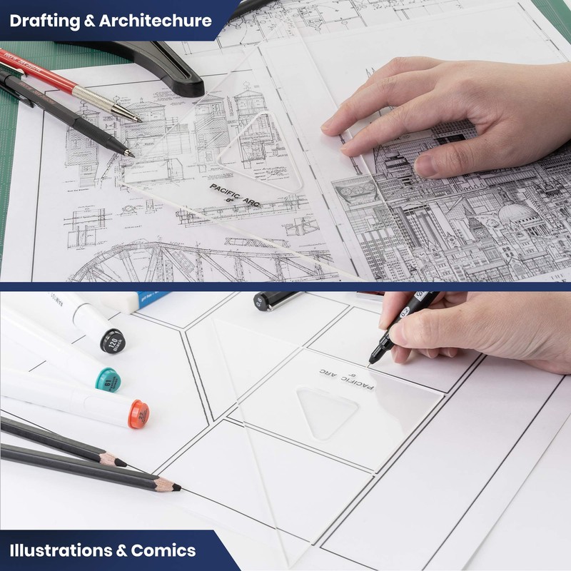 Pacific Arc triangle 45/90 clear 10"