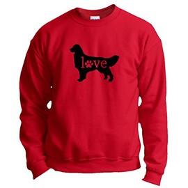 ThisWear Dog Owner Gifts Golden Retriever Love Dog Paw Prints Crewneck Sweatshirt 2XL Red