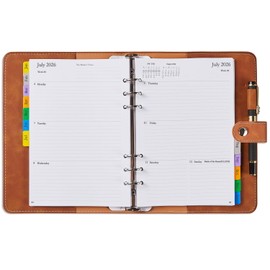 Calendar 2026 A5 Refillable, Diary / Weekly Planner Ring Binder with Tabs, Password Notes Contact, Soft Cover Book Calendar 1 Week 2 Pages Organiser with Pocket, Pen Loop, Jan.26-Dec.26