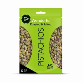 Wonderful Pistachios No Shells, Roasted & Salted Nuts, 12 Ounce Resealable Bag