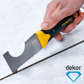 DEKOR Painters Tool - Size 2.56" - German Stainless Steel - Ergonomic and Flexible Caulking Tool and Putty Knife Scraper Tool - Hand Tools for Commercial and DIY Use - Made in Europe - Soft Grip
