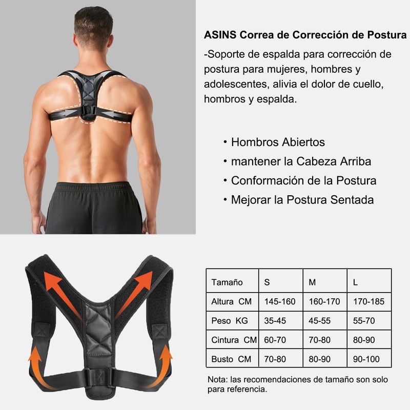 Corrector de Postura,Corrección de Postura Espalda y Hombro para Niños,Hombre