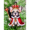 French Bulldog Royalty King Themed Christmas Ornament
