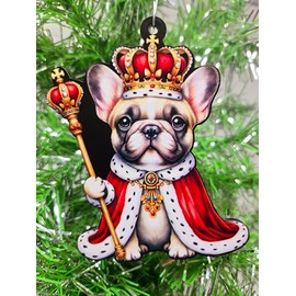French Bulldog Royalty King Themed Christmas Ornament