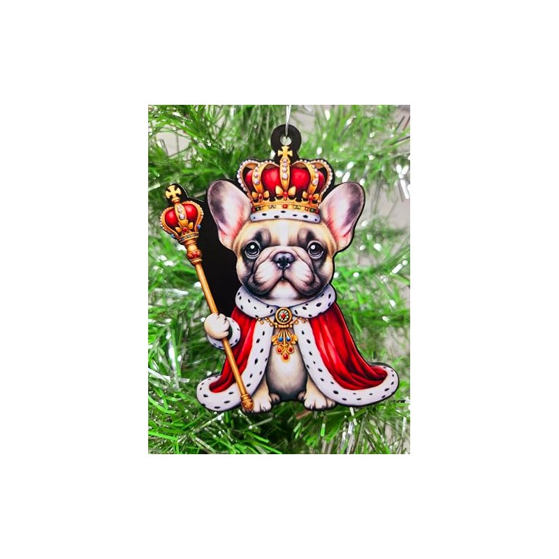 French Bulldog Royalty King Themed Christmas Ornament