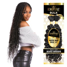 Sensationnel Empire bulk braiding – water wave 14 inch human hair braids for knotless boho box or curly loose wave styles (4 MEDBROWN)