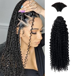Liqusee Cabello Trenzado Humano 100G Un Paquete/Paquete 16" Natural Negro Rizado Cabello Humano Para Trenzar Sin Trama 100% Sin Procesar Pelo Humano Remy Brasileño Para Trenzas Boho Mojado Y Ondulado