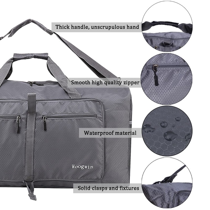 Woogwin Travel Duffel Bag Large Foldable Waterproof Overnight Bag for