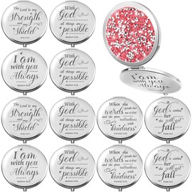Thyle 12 Pcs Christian Gifts for Women Bible Verse Compact Makeup Mirror Compact Mirrors Inspirational Birthday Gifts Religious Baptism Gift for Coworkers Teacher Employees Travel (Pink)