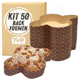 Easter Cake Mould Colomba 100 g - 50 Mini Cases / Paper Cases Made of Pure Cellulose, Microwavable, Ideal for Oven, Disposable, High Density, Heat Resistant up to 200°C