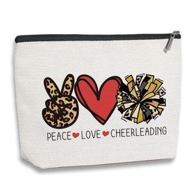 kdxpbpz Cheer Stuff Cheerleader Cheer Bag Funny Cheerleader Gifts Cheerleading Gift Christmas Birthday Gifts for Women Her Female Cheer Team Merchandise - Peace Love Cheerleading