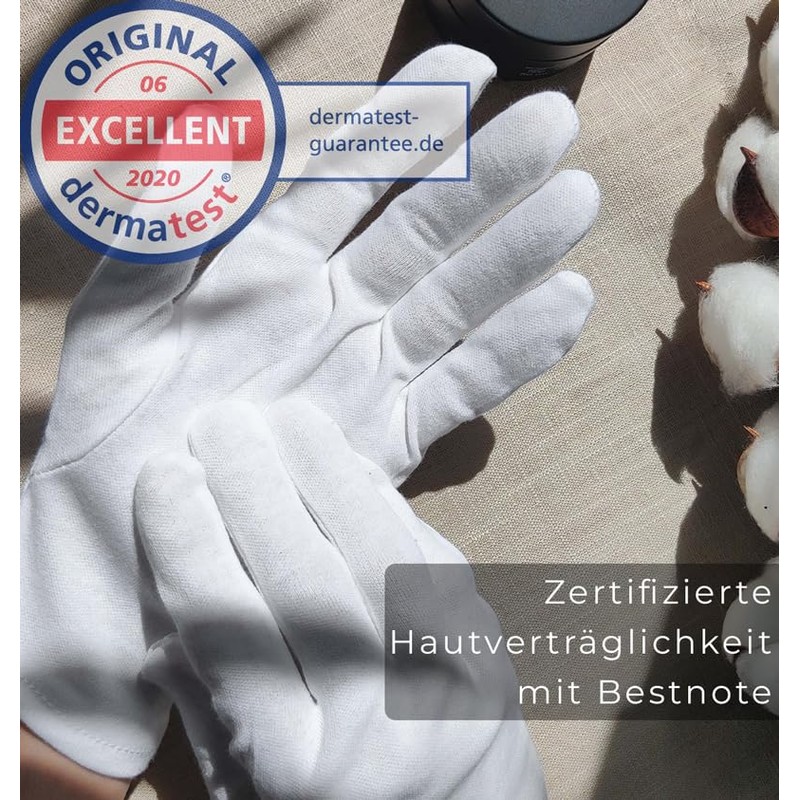 Dermatest: Very Good Cotton Gloves, White Gloves Made of 100%