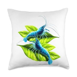 Cherry Shrimp Aquarium Tees Blue Cherry Shrimp Breeder Neocaradina Freshwater Aquarium Throw Pillow, 18x18, Multicolor