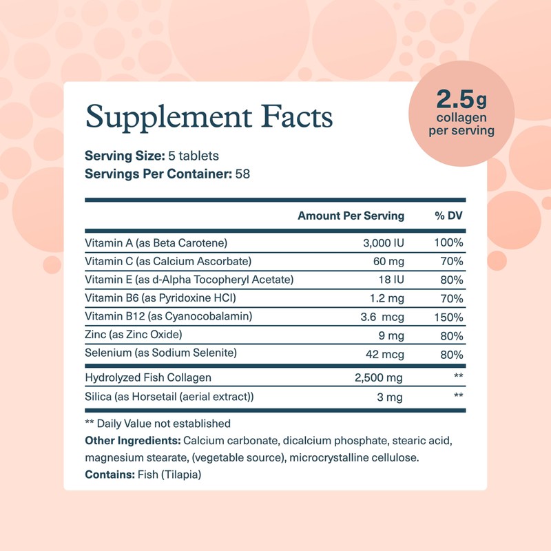Youtheory Marine Collagen Tablets - 2,500 mg Fish-Sourced Collagen Peptides-