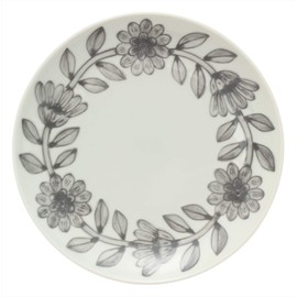 Hasamiyama Nishiyama Plate, 7.1 inches (18 cm), Daisy, Gray