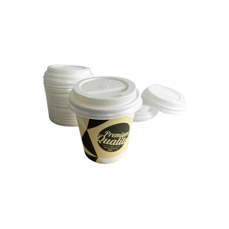 ARBUTUS 48 Disposable Cardboard Coffee Cups 4oz with 48 Plastic