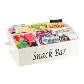 Xbopetda Snack Organizer for Countertop, Fabric Snack Organizer with Handles, 6 Compartment Snack Box Container Snack Basket, Snack Bar Station Organizer, Kitchen Pantry Organizer and Storage - Beige