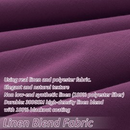 Neutral Textured Linen Blackout Curtains 120 Inches Long Purple Colored Heat Reducing Room Darkening Living Room High Ceiling to Floor Length Curtains Thermal Insulated Black Out Drapes 2 Panels Set