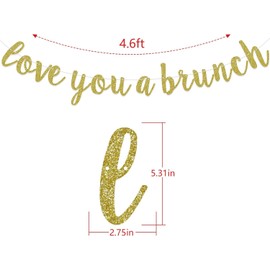 Love You A Brunch Banner, Brunch Bridal Shower Engagement Birthday Party Decorations, Brunch Party Bunting Ornament, Pre-Strung, Dessert Table Sign, Black Glitter (Gold Glitter)