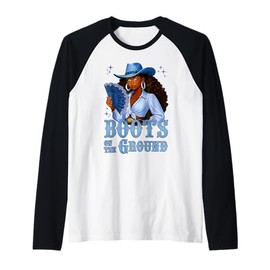 Boots On The Ground Western Cowgirl Rodeo Country Outfits Raglan Baseball Tee