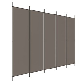 vidaXL 5-Panel Room Divider – Anthracite Color, Premium Fabric and Iron Material, Easy-to-Assemble, 98.4"x86.6", Ideal for Bedroom/Office