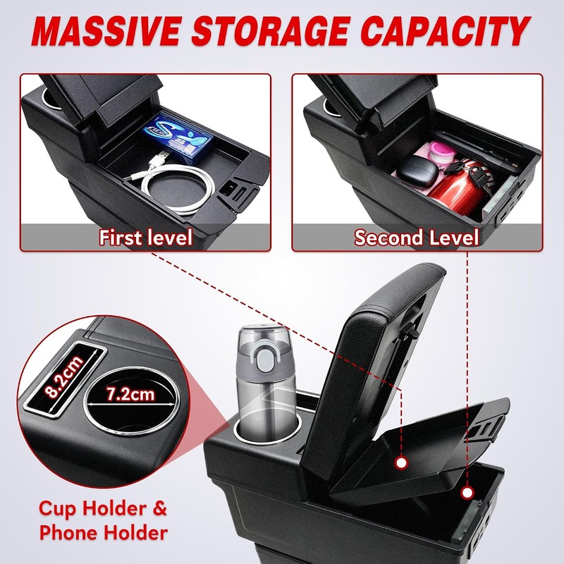 YJYWZH - Caja para reposabrazos de coche para accesorios Volkswagen