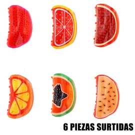 Pack 6 Hair Claw Acrylic Fruits Accessories Women Claw Fruit Cherry Watermelon Lemon Strawberry Pineapple Avocado Funny Claws Decoration Hairstyles Summer (Pack D, Large)