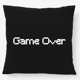 Huuraa Game Over Pillow with Lettering Gift 40 x 40 cm with Filling Black Cotton Game Over Decoration