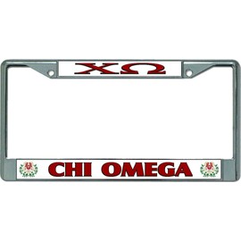 Chi Omega Chrome License Plate Frame