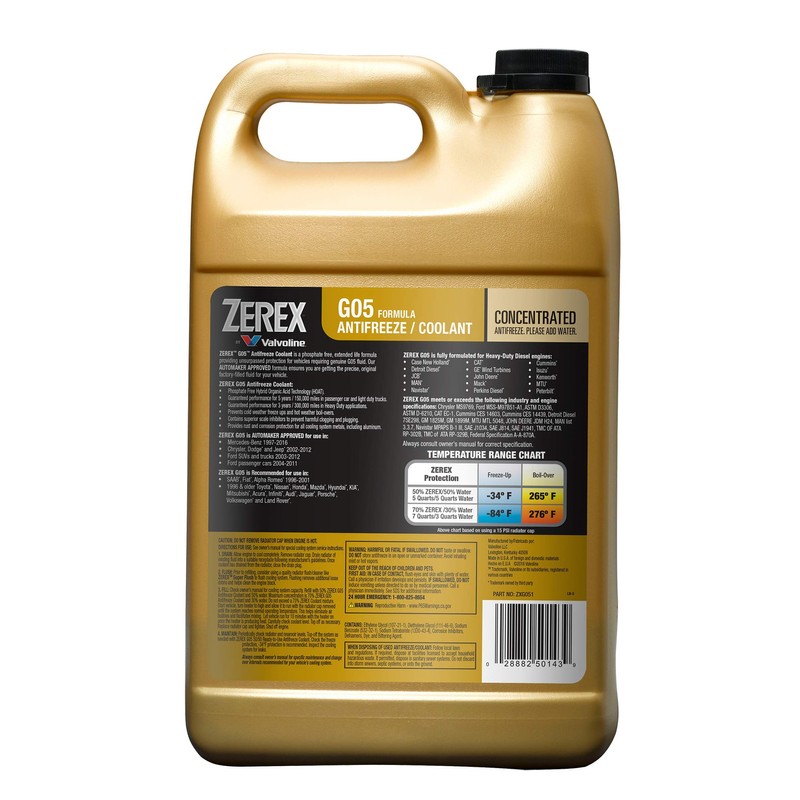 Zerex G05 Phosphate Free Concentrate Antifreeze Coolant 1 Gallon