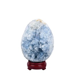 AMOYSTONE Decorative Easter Eggs Small 2" Natural Blue Celestite Egg Shaped Carved for Healing Reiki, Meditation Home Decor Gift
