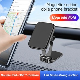 JNNJ 360° Drehbarer Magnetischer Handyhalter Auto, Klappbarer Autotelefonhalter Aus Metall, Klappbarer Auto-Armaturenbrett-Handyhalter Aus Metall, Universal KFZ Handyhalter Für Smartphone(Graphit)