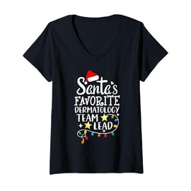 Womens Santa's Favorite Dermatology Team Leader Dermatologist Team V-Neck T-Shirt