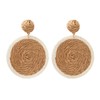 Statement Round Raffia Earrings -Boho Handmade Straw Drop Earrings,Big Disc