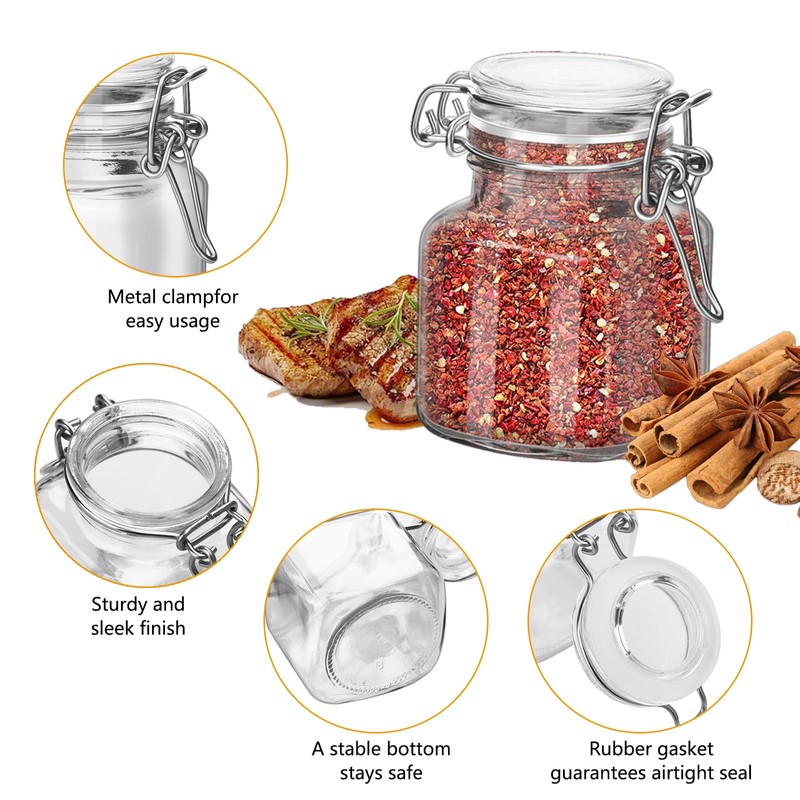 eispap 12Pcs 3.4oz Small Airtight Glass Spice Jars with Lids