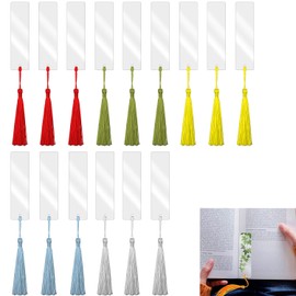 Batheidon Pack of 12 Blank Bookmarks, Acrylic Bookmark Blanks, Blank Bookmark, Children's Bookmark, Includes 12 Colourful Tassels (Random Colours), for DIY, Gift Tags and Creative Projects